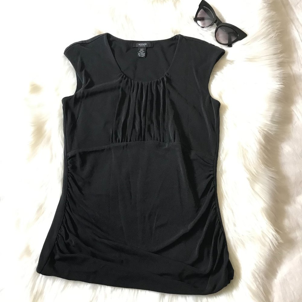 3x$25 Alfani Fitted Silk Top with Bust Enhancing Pleats